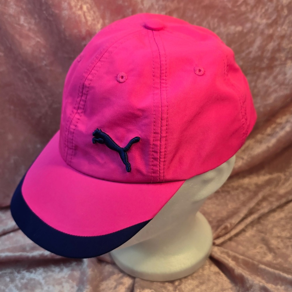 Puma Kids Hot Pink Navy Blue Athletic Baseball Cap Adjustable Hat